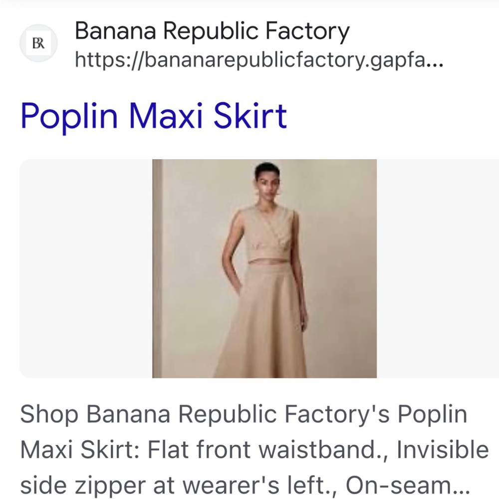 Banana Republic Poplin Maxi Skirt New With Tags